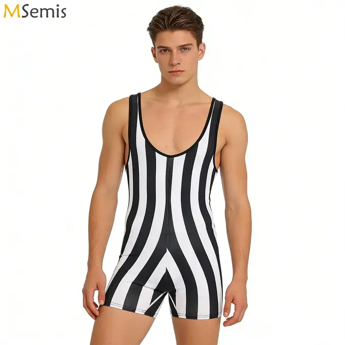 Maillot de bain une pièce athlétique rayé pour homme