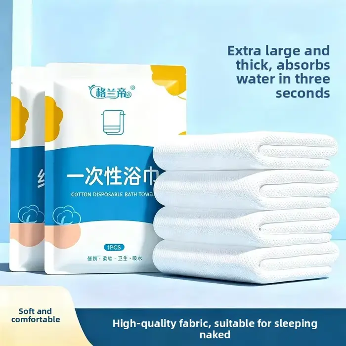 Serviette de bain jetable super épaisse, grande, absorbante et douce, emballage individuel, idéale p