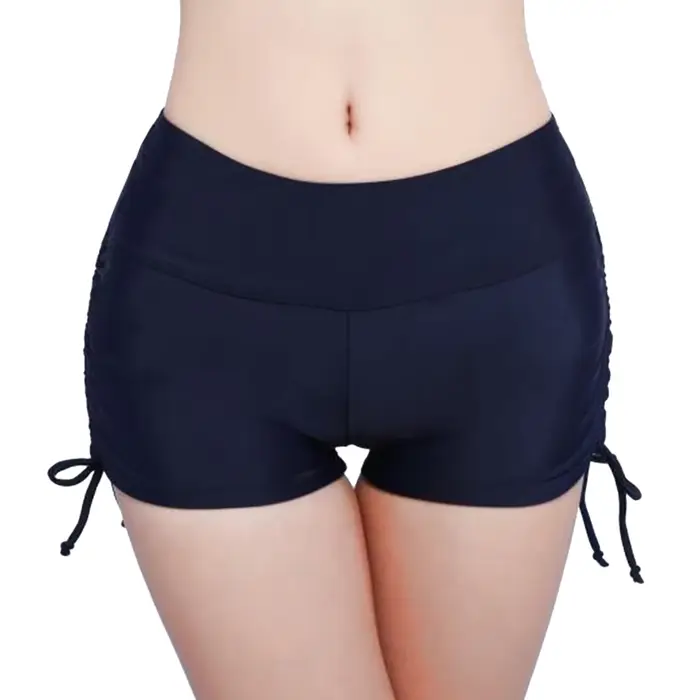 Short de bain pour femmes, Bikini, taille haute, cordon de serrage, extensible, sport, plage, maillo