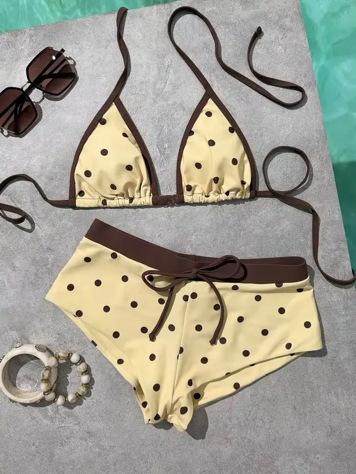 Ensemble bikini brésilien à pois pour femme