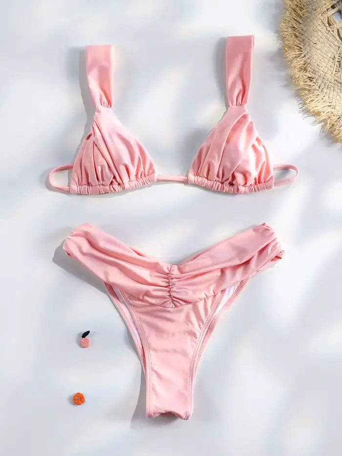 Plissé brésilien plis Bikini ensemble Sexy Micro Bikinis 2025 femmes maillot de bain femme Triangle 