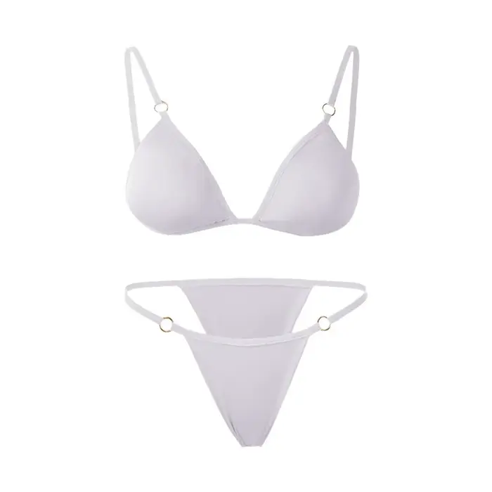 Maillot de bain deux pièces sexy pour femmes, bikini fendu avec sangle en métal décoré, style brésil