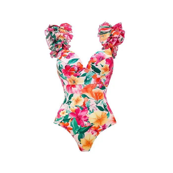 Nouvelle Collection 2026 Maillot de Bain Une Pièce de Haute Qualité pour Femme, Imprimé, Rembourré, 