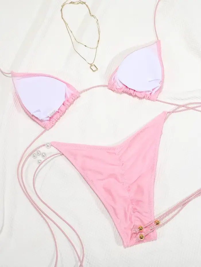 Rinabe Bikini rose, maillots de bain triangle bandage