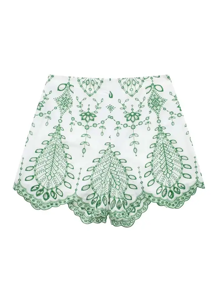 Femme 2 pièces Shorts ensembles 2024 nouvelle mode broderie chemisier court été femmes costume Short