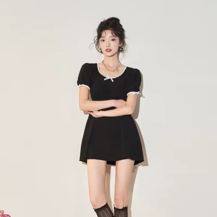 Maillot de bain deux pièces amincissant pour femme, noir, tendance, avec découpes sexy au dos, idéal