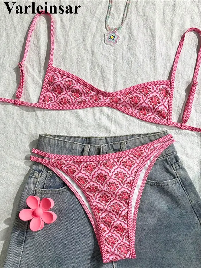 Maillot de bain deux pièces imprimé fleurs