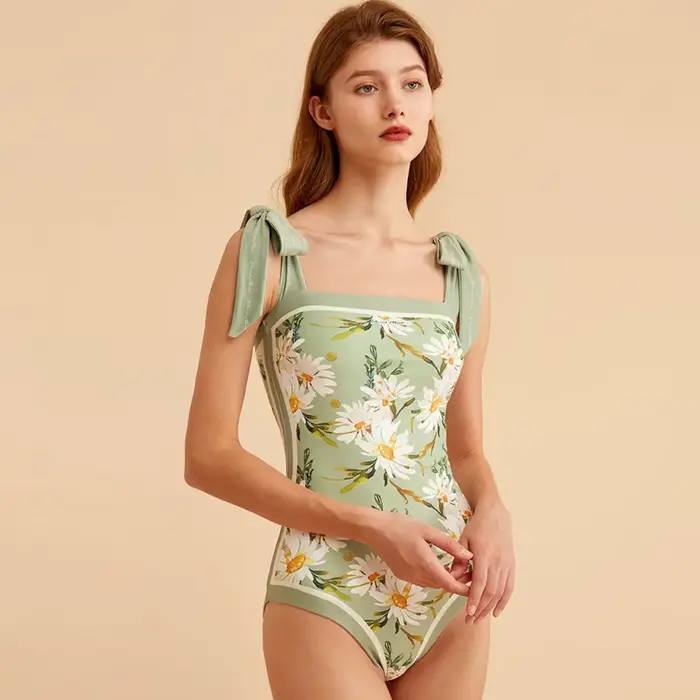 Rétro reversible sangle une pièce maillot de bain femmes modeste maillots