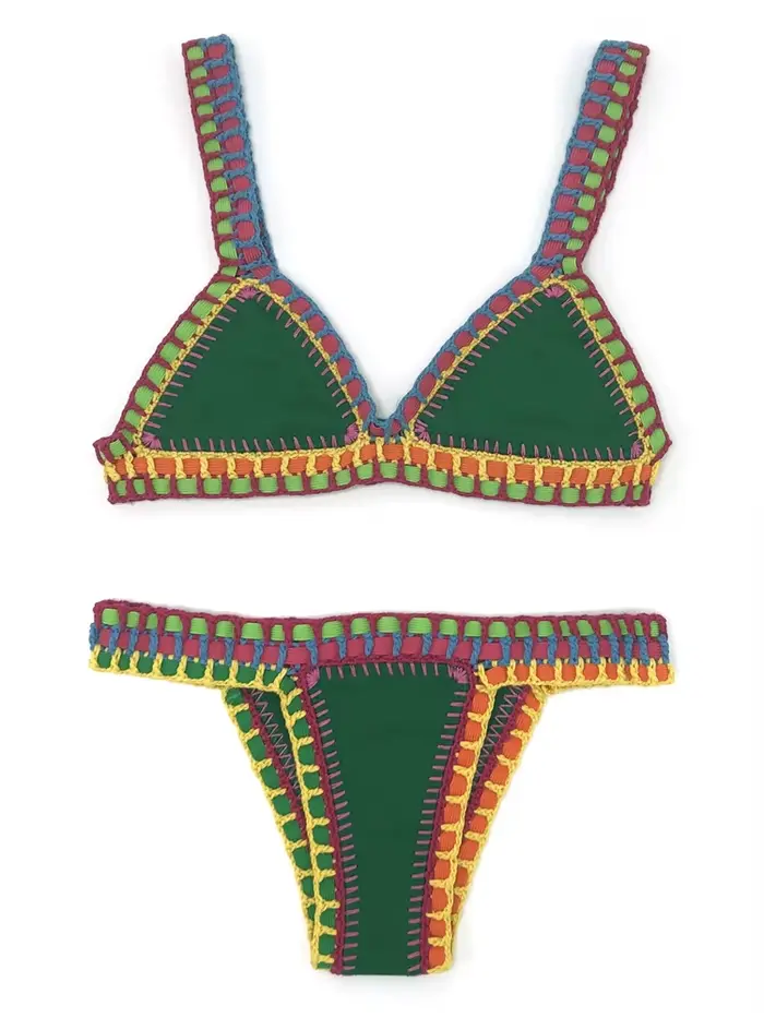 Bleu fait à la main Crochet Bikini ensemble femmes Maillot De Bain maillots De Bain maillots De Bain