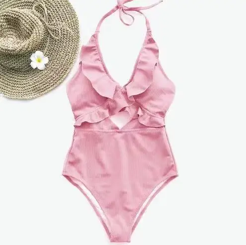 Maillot De Bain une pièce à volants, Bandage, dos nu, soutien-gorge rembourré, Push-Up, Monokini, vê