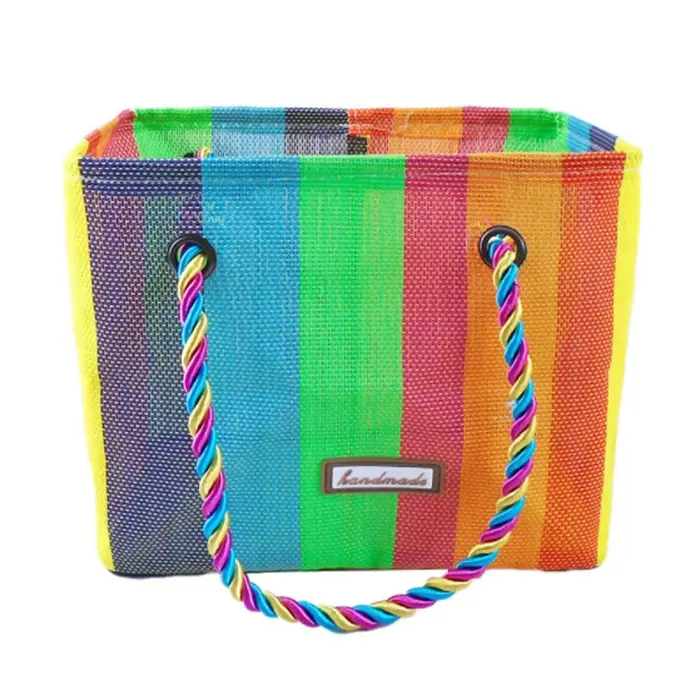 2025 arc-en-ciel tissé maille sac de bain portable panier de bain pliant panier de bain Fitness sac 
