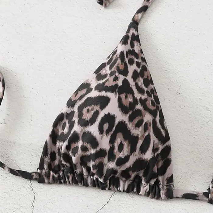 Haut de bikini sexy léopard à dos nu pour femme, maillot de bain de plage pour les vacances, biquinis brésiliens