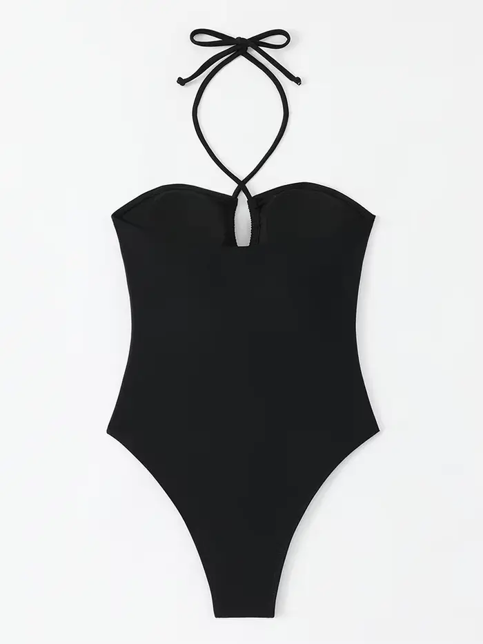 Maillot de bain uni bandeau femme 2026