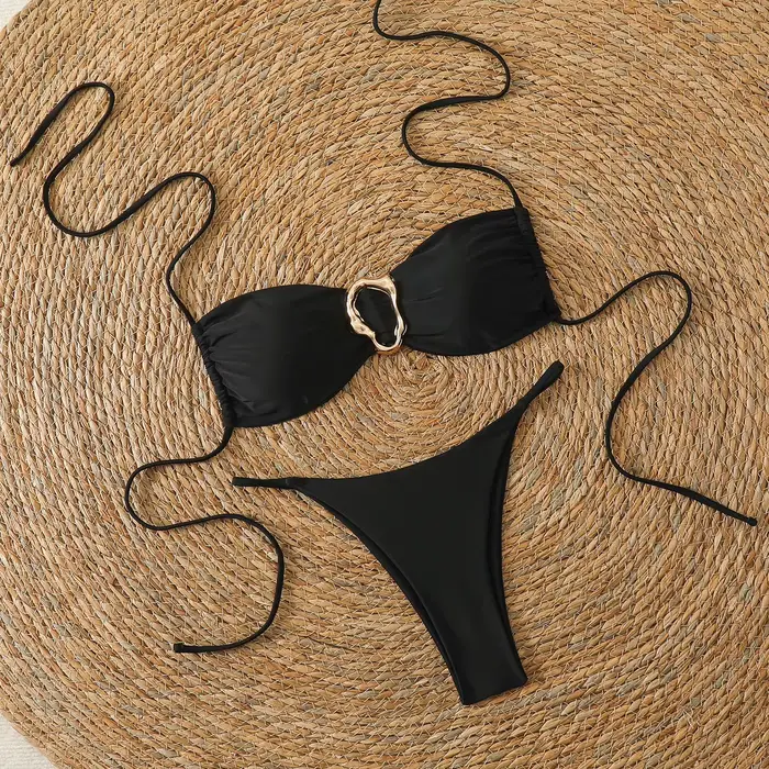 Ensemble de bikini string pour femmes, vêtements de plage tendance, maillot de bain triangle sexy, m