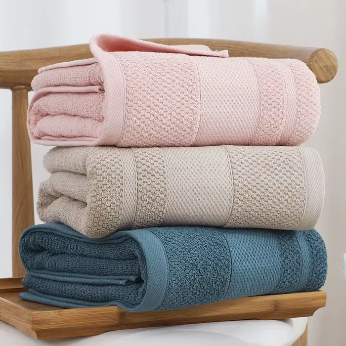 Serviette de bain 100% coton pour adulte, absorbante, couleur pure, douce pour la peau, lavage du visage et des mains