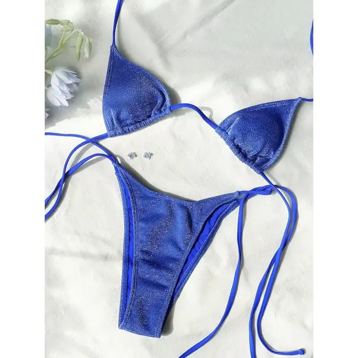 Miyouj brillant Bikini ensemble Triangle Bikinis bandeau maillot de bain femmes maillot de bain deux