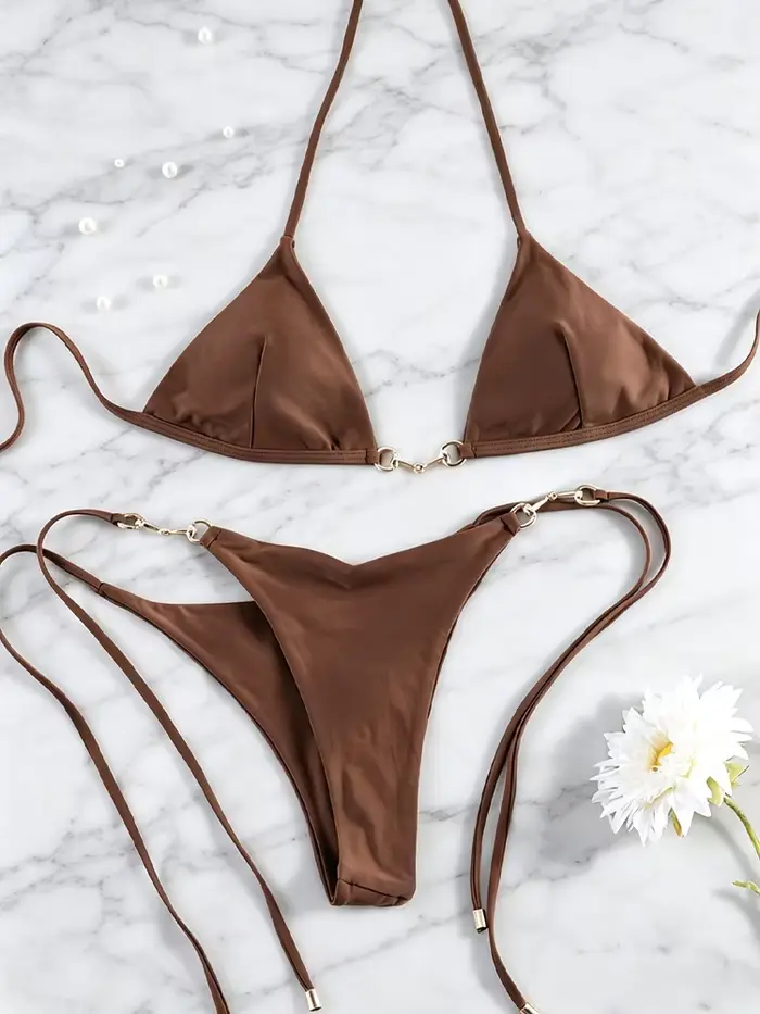 Maillot de bain bikini halter Rinabe à coupe haute, bikinis triangle, maillots de bain string, maillots de bain sexy, maillot de bain d'été, tenue de plage deux pièces