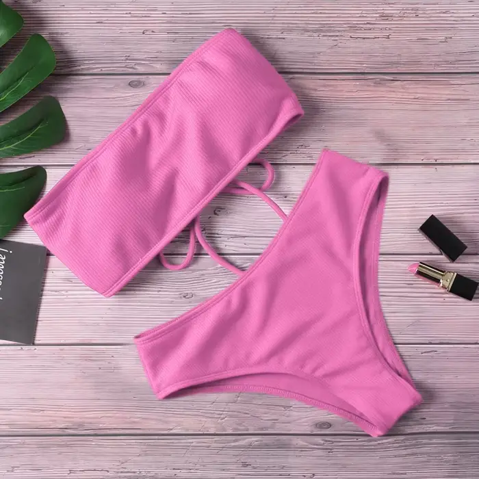 2024 nouveau Bikini taille haute sans bretelles Sexy Bikini femmes maillots de bain femmes mode mail