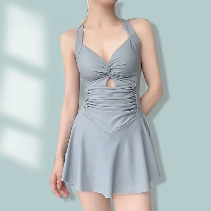 Maillot de bain une pièce pour femmes, couleur unie, amincissant, Style conservateur, serrage de la 