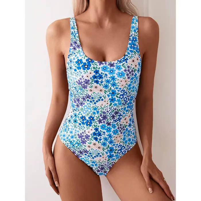 Sexy Floral une pièce femmes maillot de bain 2025 maillots de bain femme col carré maillot de bain f