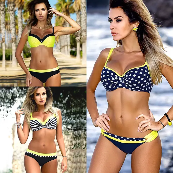Maillot de bain rétro à rayures pour femmes
