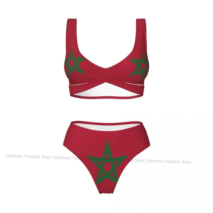 Maroc drapeau femmes Bikini ensemble maillot de bain Push Up maillot de bain pour femme maillot de b