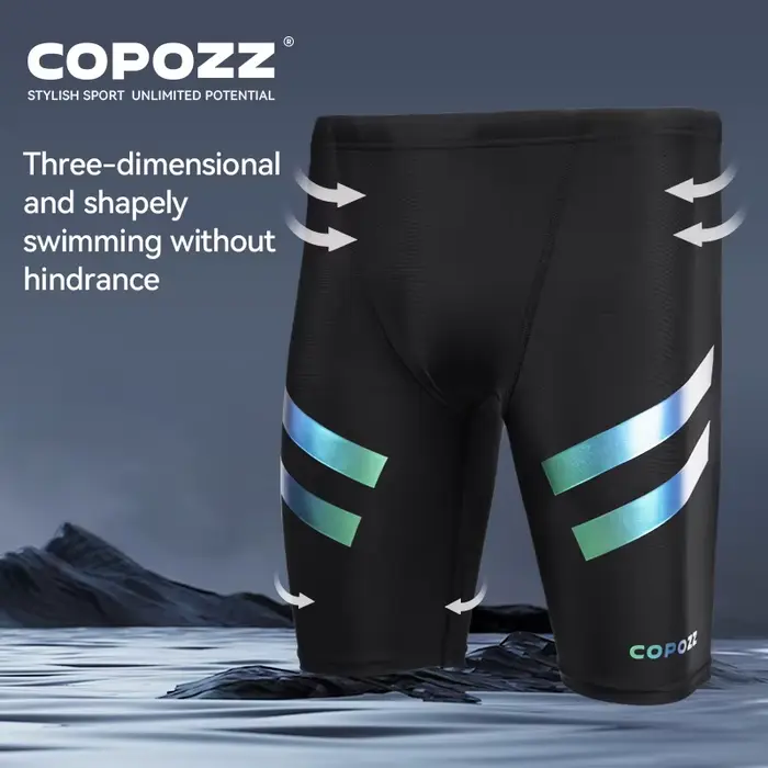 COPOZZ hommes peau de requin hydrofuge maillot de bain de longueur courte et cinq-quarts maillot de bain maillots de bain slips de course L-4XL