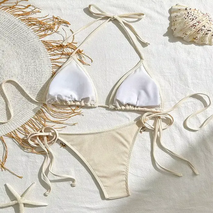 Ensemble de maillot de bain deux pièces côtelé pour femme 2026