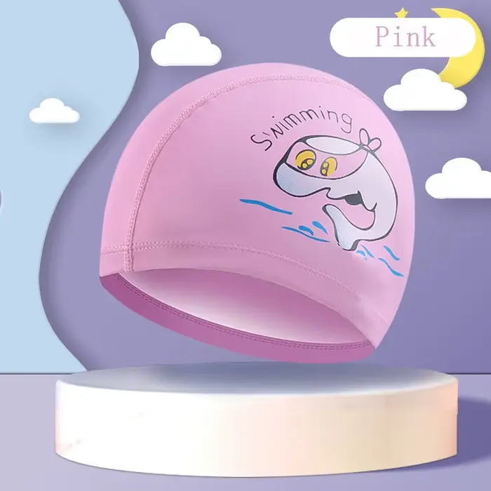 Bonnet de bain en tissu élastique pour enfants, 1 pièce, dessin animé, pour piscine, sport aquatique