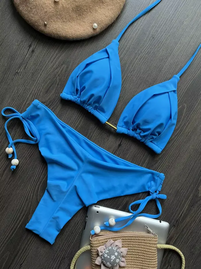 Été brésilien Bikini ensemble femmes Sexy haut bandeau string bas 2 pièces ensemble maillot de bain 