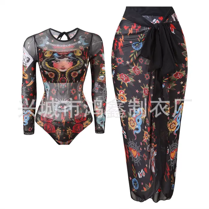 Maillot de bain une pièce à manches longues, Protection solaire, Style russe, séchage rapide, tissu 