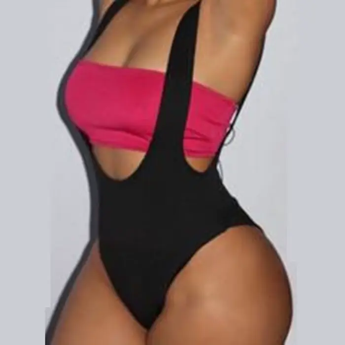 Maillot de bain une pièce sexy pour femme, style cache-cœur, grand décolleté en V, dos nu, coupe str