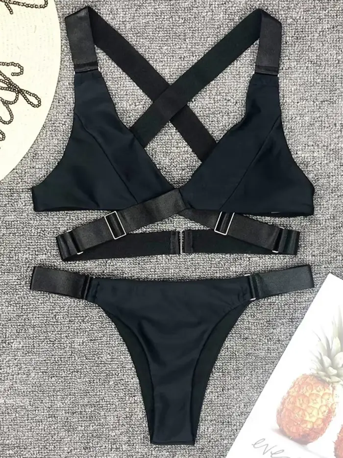 Sexy boucle réglable pansement Vevlet Bikini 2025 femmes maillot de bain femme Bikinis maillots