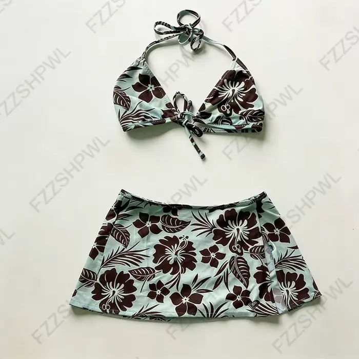 Ensemble bikini Y2K Harajuku pour femmes, maillot de bain sexy à pois, coupe ajustée, col halter, ch