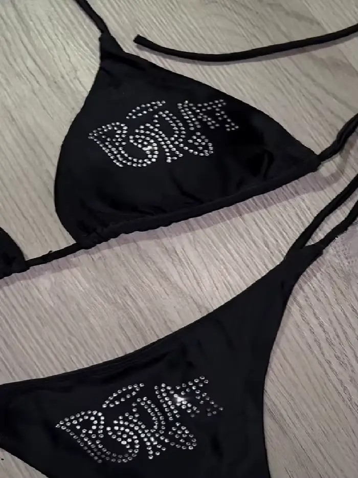 2000s femme Punk nouveau maillot de plage vêtements gothiques BRAT strass impression Grunge