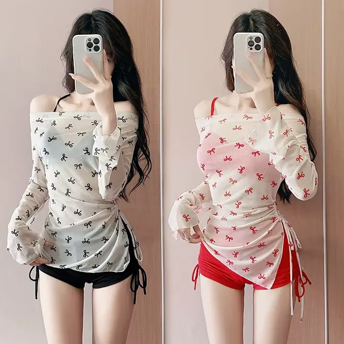 Maillot de bain trois pièces fendu pour femmes