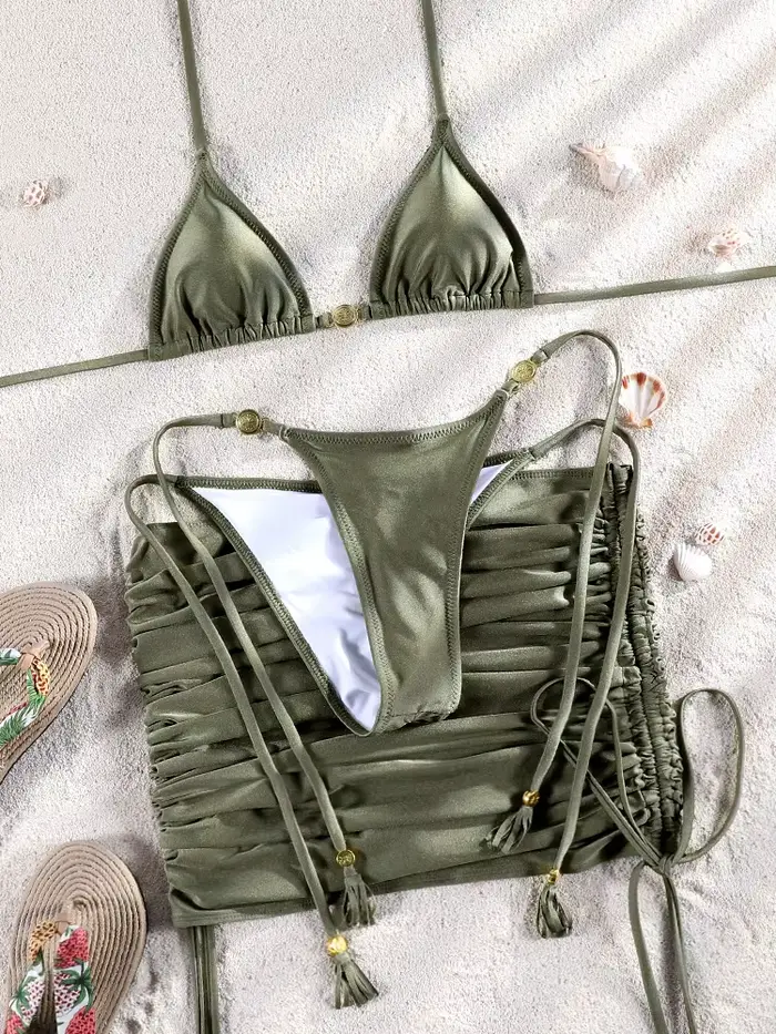ZRTAK-Maillot de bain triangle pour femmes, bikini, micro tongs, deux pièces, bandage, sexy, brésili