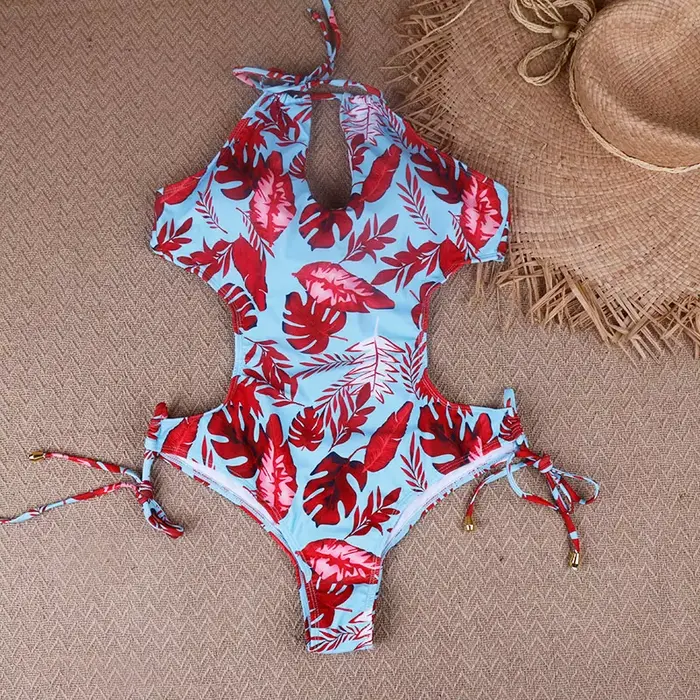 Maillot de bain une pièce extensible pour femmes, Monokini, col licou, dos nu, sexy, vêtements de pl