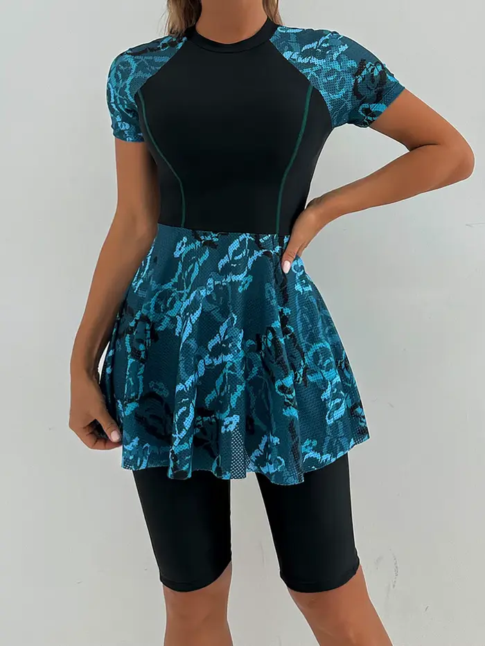 Maillot de bain deux pièces imprimé Tankini, taille haute, pour femmes, jupe, vêtements de plage, no