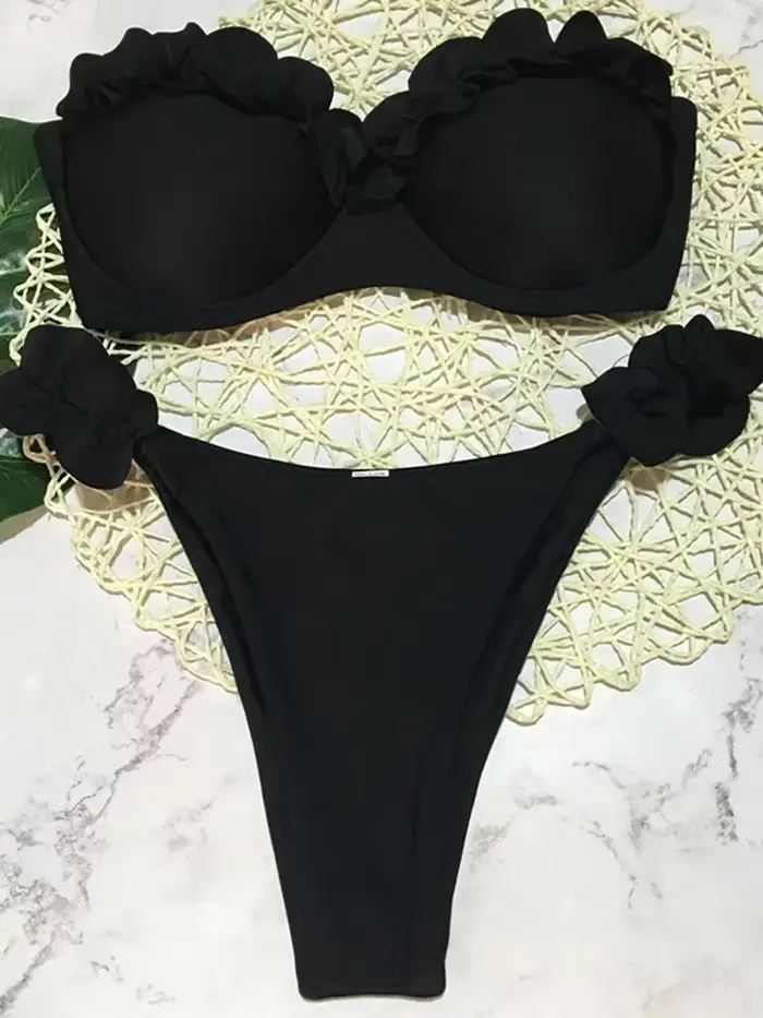 Soutien-gorge à volants coupe Bikinis 2025 Bandeau Bikinis femmes maillot de bain maillot de bain po