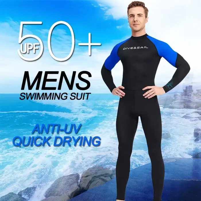 Maillot de bain une pièce à séchage rapide pour hommes, manches longues, en Nylon, Anti-ultraviolet, pour plongée en apnée, surf, Sports aquatiques