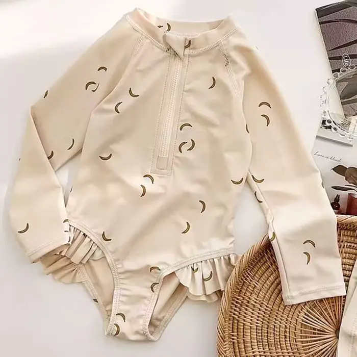 Maillot de bain pour enfants, combinaison pour filles, maillot de bain à manches longues, protection solaire pour bébé, séchage rapide, mignon, vêtements de plage d'été