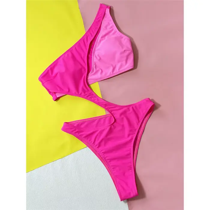 Maillot de bain asymétrique une pièce pour femme, découpé, une initié, épissage, taille haute, rembo