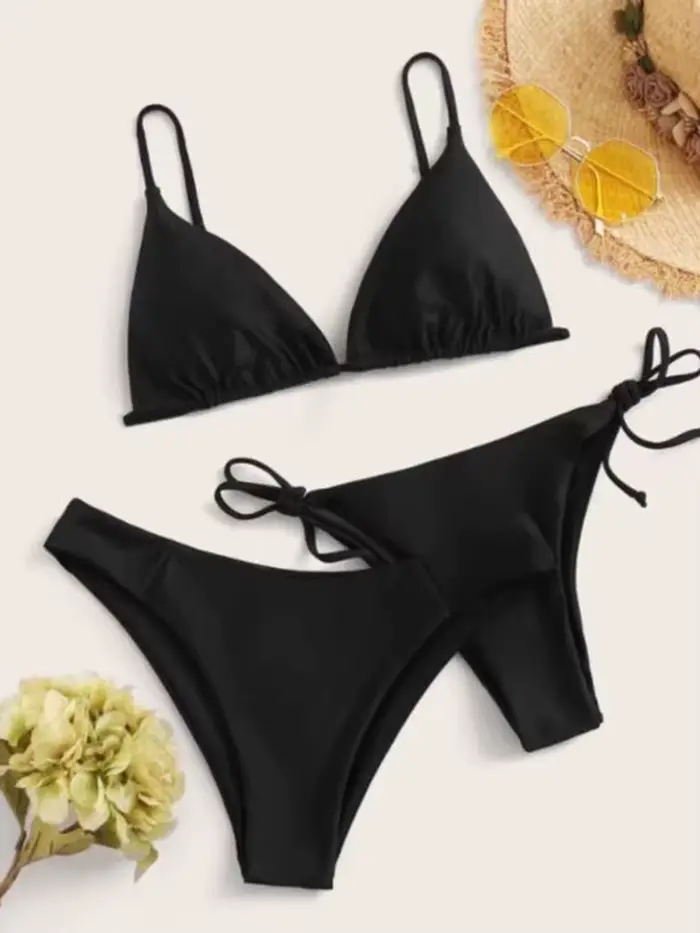 3 pièces ensemble Bikini femmes maillot de bain Push Up avec 2 bas taille basse et moyenne bretelles