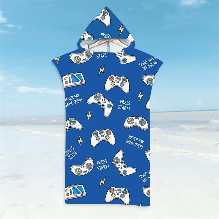 Anime Gamepads Peignoir Serviette de plage Serviettes de bain à séchage rapide Cape légère à capuche Natation Surf Adulte Femmes Hommes Poncho Peignoirs