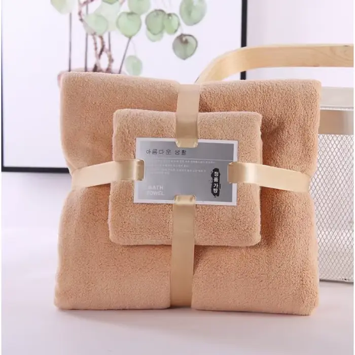 Ensemble de serviettes de bain en velours corail, 2 pièces, Super douces, très absorbantes, à séchag