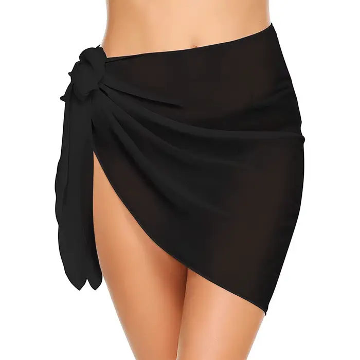Femmes Sarong Coverups Sexy court maillot de bain en mousseline de soie jupe portefeuille plage mail
