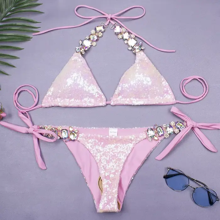 Maillot de bain à paillettes avec biscuits pour femmes