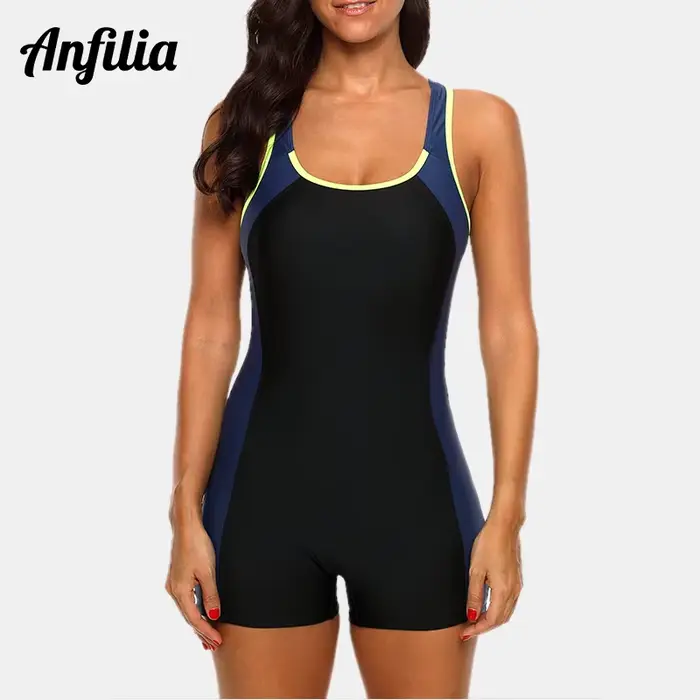 Anfilia femmes une pièce maillots de Sport Sport maillot de bain Colorblock anthlétique maillots de 