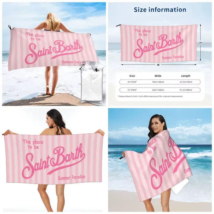 S-Saint-B-Barth Serviette de plage poncho, serviettes de bain, paréos, séchage rapide, anti-sable, p